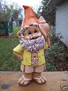 A Garden Gnome with a conch to his ear